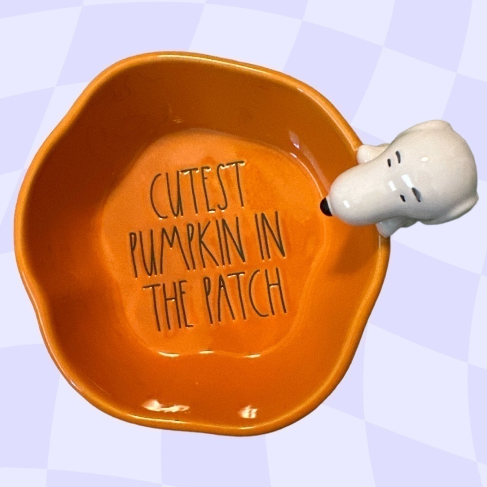 Rae Dunn New Peanuts Dog Bowl Water Food Snoopy Dishwasher Safe Microwave Orange